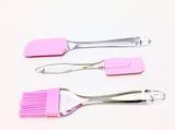 Kit Espatula + Pincel + Colher Silicone - Candy color Rosa - Gp Inox