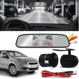 Kit Espelho Retrovisor Interno Com Câmera de Ré Fiat Siena Linea e Idea Preta Tela LCD 4,3 Pol - Prime