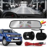 Kit Espelho Retrovisor Interno Com Câmera de Ré Ford Ranger 98 a 19 Preta Tela LCD 4,3 Polegadas - Prime
