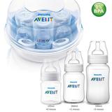 Kit Esterilizador Mamadeira + 3 Mamadeiras Clássica Avent