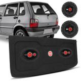 Kit Fácil Bomber Alto Falante 6 + 6x9 240W RMS + Tampão Porta-malas Fiat Uno 85 a 13 Grafite Bordado - Prime