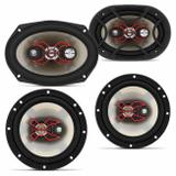 Kit Fácil Bravox Alto Falantes 6" Triaxial e 6x9" Quadriaxial 240W RMS 4 Ohms Bobina Simples