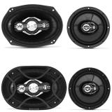 Kit Fácil Bravox Premium 6x9" + 6" 300W RMS 4 Ohms Quadriaxial Triaxial Bobina Simples