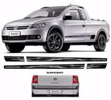 Kit Faixa Lateral + Adesivo Tras Saveiro Trooper Preto 12/13 - Sportinox