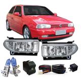 Kit Farol Auxiliar Gol / Parati / Saveiro 95 96 97 98 99 Lente Lisa Led Verde - Fortluz