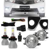 Kit Farol de Milha Corolla 2015 2016 2017 Moldura Cromada + Par Lâmpada Super LED 6000K - Prime