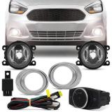 Kit Farol de Milha Ford Ka 2015 2016 2017 Aro Cromado Auxiliar Neblina - Prime