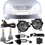 Kit Farol de Milha Gol Parati Saveiro G4 2006 a 2014 + Par Lâmpadas Super LED H3 Efeito Xenon - Prime