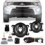 Kit Farol de Milha L200 Triton 2011 a 2017 Auxiliar Neblina + Kit Super LED 6000K Efeito Xênon - Prime