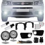Kit Farol de Milha Palio 2010 2011 2012 2013 2014 2015 Aro Cromado + Kit Xenon 6000K - Prime