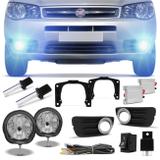 Kit Farol de Milha Palio 2010 2011 2012 2013 2015 Aro Cromado + Kit Xenon H1 8000K Azulada - Prime