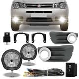Kit Farol de Milha Palio Siena Economy 2011 2012 Auxiliar Neblina com Moldura Cromada - Prime