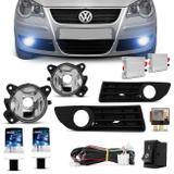 Kit Farol de Milha Polo Hatch Sedan 2008 2009 2010 2011 + Kit Xenon HB4 8000K Azulada - Prime