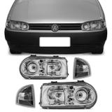 Kit Farol Gol Parati Saveiro Bola G2 96 a 00 Máscara Cromada Foco Duplo + Pisca Cristal Cibié - Prime
