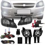 Kit Farol Milha Celta Prisma 07 a 13 + Farol Máscara Negra Simples + Kit Xênon Hb4 6000K - Kit prime