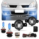 Kit Farol Milha Clio 03 a 12 Auxiliar Neblina com Par Lâmpada Super Branca H11 4200K Efeito Xênon - Prime