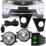 Kit Farol Milha Corolla 2015 2016 2017 Moldura Preta Botão Modelo Original - Prime