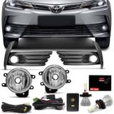 Kit Farol Milha Corolla 2017 2018 2019 Moldura Grafite + Par Lâmpadas Super LED 3D 6000K - Prime