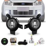 Kit Farol Milha Fiesta 2007 2008 2009 2010 Auxiliar Neblina + Par Lâmpadas Super LED 3D 6000K - Kit prime