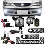 Kit Farol Milha Gol G3 Fase 1 2000 2001 2002 + Grade Para-Choque Central + Kit Xênon 6000K - Kit prime