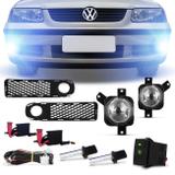 Kit Farol Milha Gol Parati Saveiro G3 00 01 02 Fase 1 + Grade Moldura Milha + Xenon 8000K Azulada - Prime