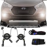 Kit Farol Milha HB20 HB20S 2016 2017 2018 2019 Auxiliar Neblina + Grade Moldura 3 Peças - Prime