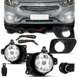 Kit Farol Milha Onix Prisma LT 2017 2018 2019 Auxiliar + Moldura Preta e Botão Similar Original - Prime
