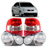 Kit farol polo sedan 2003 2004 2005 2006 + lanterna bicolor - Sp acessórios