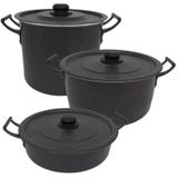 Kit Feijoada de Alumínio 3 Peças com Caldeirão / Panela / Frigideira - Preto - Koup