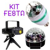 Kit Festa Bola Led Mini Laser Lampada Giratoria - Ukimix