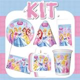 Kit Festa Infantil das Princesas Glamour 24 pessoas Econômico - Festabox
