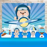 Kit Festa Infantil Ursinho Aviador painel e display - Decorasonho