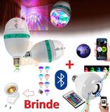 Kit Festa Lâmpada Giratória Led Colorido + Lâmpada Musical Caixa de Som Rgb Bluetooth Universal Original Bivolt - Leffa shop