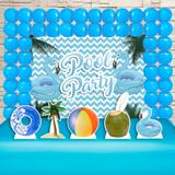 Kit Festa Ouro Pool Party Azul - IMPAKTO VISUAL