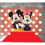 Kit Festa Painel Toalha Tapete em Lona Mickey e Minnie - Casa harmonia