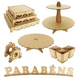 Kit Festa Provençal 17 Peças Arabesco em MDF Cru sem Pintura - Fisarte