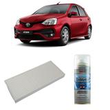 Kit Filtro Ar Condicionado + Higienizador Toyota Etios todos - Wega e tecbril