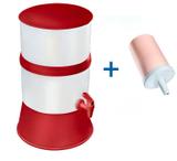 Kit Filtro de Água de Plástico Compacto (Vermelho) + Vela Cerâmica Tradicional - Sap Filtros 7,5L