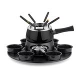 Kit Fondue Cervinia Carrousel Panela Preta 18 Peças Pastilhas Álcool Sólido - Forma