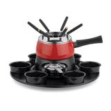 Kit Fondue Cervinia Carrousel Panela Vermelha 18 Peças Pastilhas Álcool Sólido - Forma