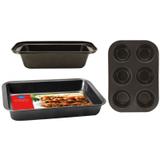 Kit Formas e Assadeiras Antiaderente 3 Peças, Bolo, Torta e Cupcake - Yazi