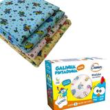 Kit Fralda de Pano Galinha Pintadinha + 4 Cueiros de Flanela 80cm X 80cm - Menino - Almofadas garcia/cremer
