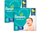 Kit Fraldas Pampers Confort Sec Tam. G 9 a 13kg - 2 Pacotes com 70 Unidades Cada