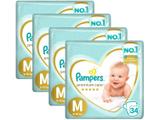 Kit Fraldas Pampers Premium Care Tam. M - 6 a 10Kg 34 Unidades Cada 4 Pacotes