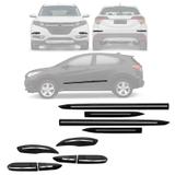 Kit Friso Parachoque e Lateral HRV 2015 2016 2017 2018 2019 Preto com Friso Cromado - Sanfil