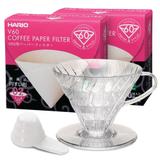 Kit Hario V60-02 com Coador de Acrílico e 200 Filtros em Caixa