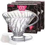 Kit Hario V60-03 com Coador Transparente + 120 Filtros Brancos