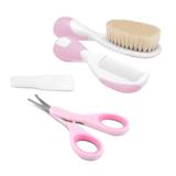 Kit Higiene Bebê Escova, Pente e Tesourinha Rosa - Chicco