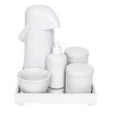 Kit Higiene Espelho Completo Porcelanas e Garrafa Branco Quarto Bebê Unissex - Potinho de mel
