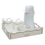Kit Higiene Fantasia Strass Corôa Madeira Quarto Bebê Menina Menino - Potinho de mel